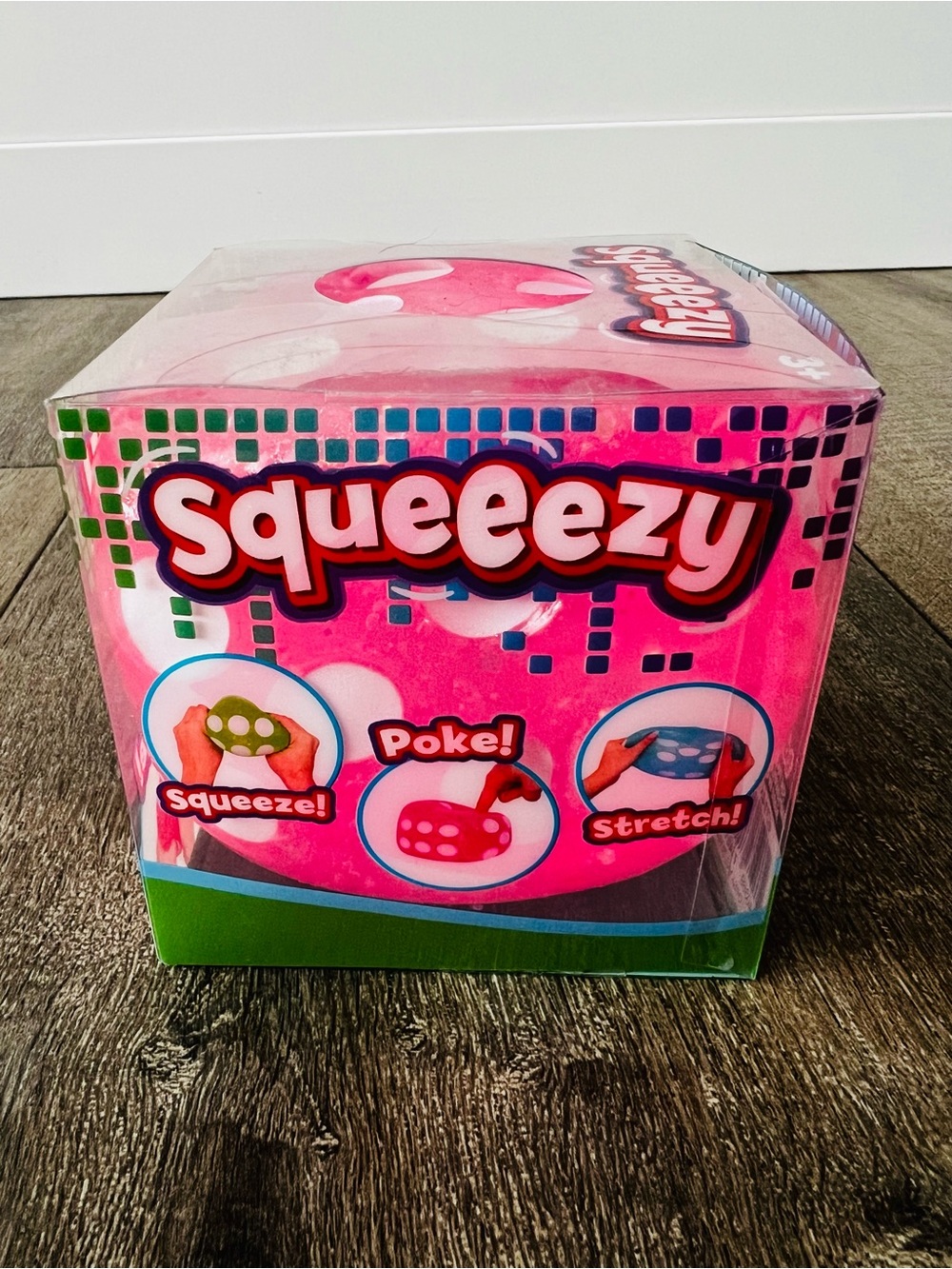 Squeezy Pink Glitter Sensory Dice Viral Target Squishy NEW